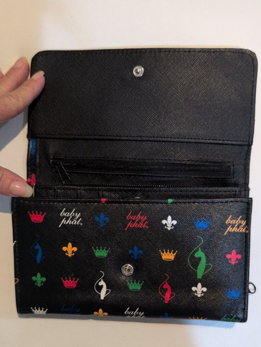 Baby Phat Black Wallet with Multicolor Logo Accents Y2K Era - Picture 6 of 14